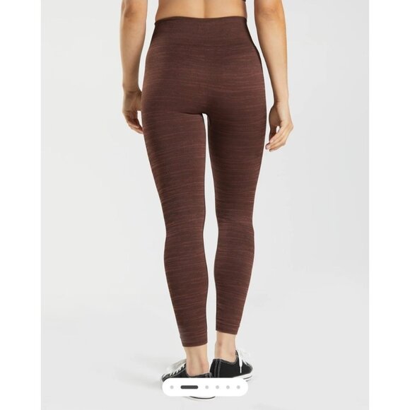 GYMSHARK Women's Adapt Marl Seamless Crop Leggings Brown - Picture 2 of 7